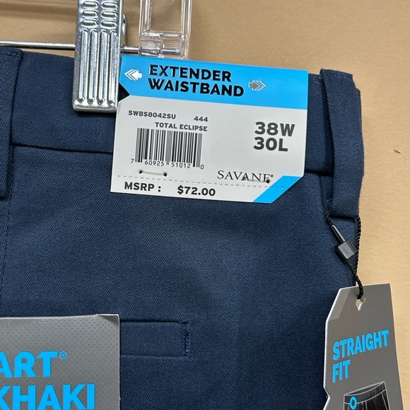 Savane Eco Start Dress Khaki Blue Pleated Front Dress Pants Size 38W X 30L NWT - Picture 4 of 5